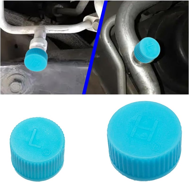 LHDOS 2PCS Car A/C Charging Valve Caps, Leakproof R134a Air Conditioning System Charging Port Caps Replacement, High and Low Pressure Ac Caps Auto A/C Valve Core Caps Seal Kit for Most Cars (2PCS) - Image 1
